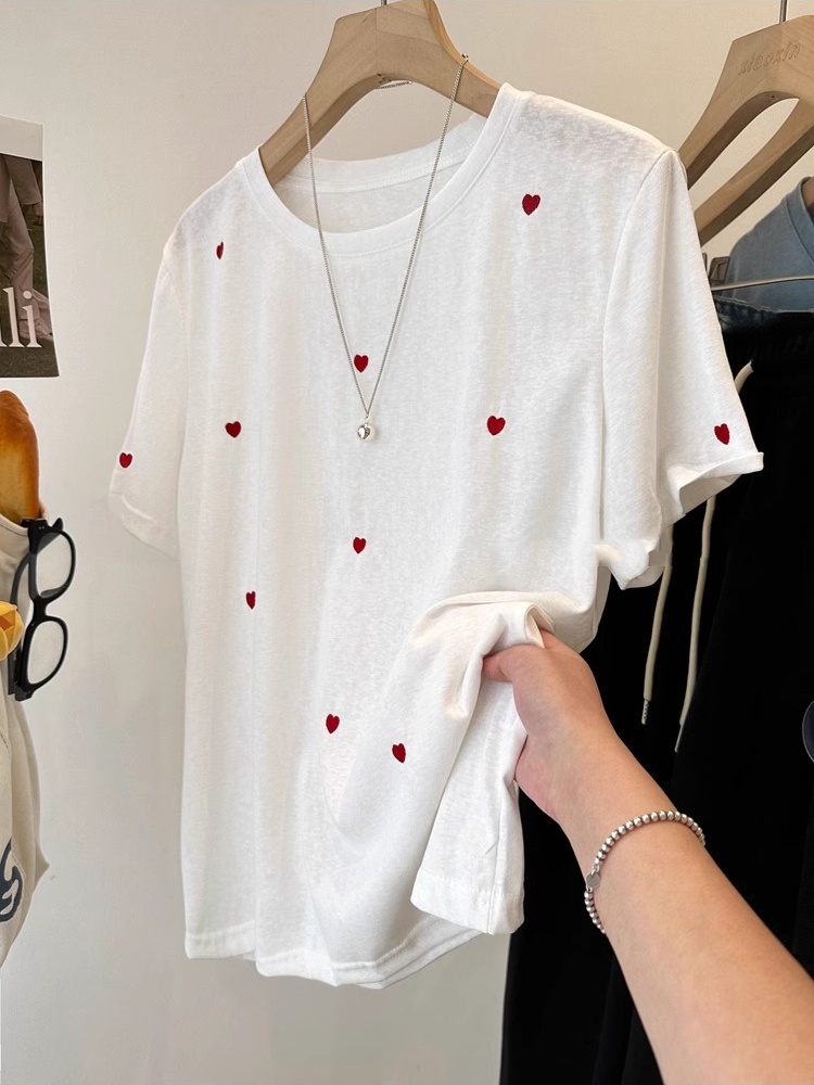 Embroidery Cotton Shirt - Женская летняя свободная футболка больших размеров