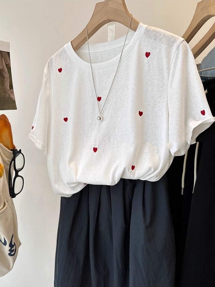 Женская летняя свободная футбо – обзор и цена Embroidery Cotton Shirt